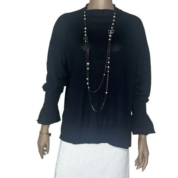 NWT Wolford Cashmere Loose Top Long Sleeves XS Black